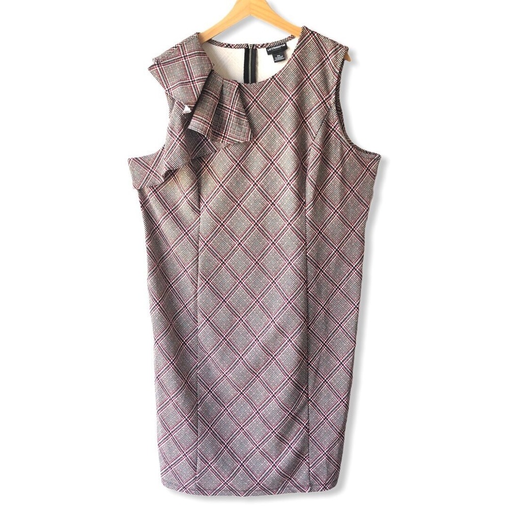 Liz Claiborne Dress Womens Size XXL Pure Romance Red Black Plaid NEW NWT